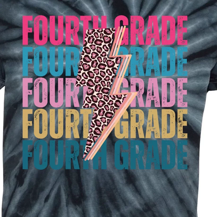 Fourth Grade Lighting Cheetah Back To School Kids Tie-Dye T-Shirt