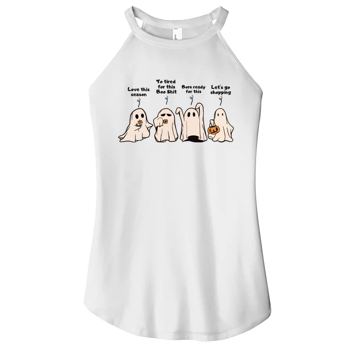 Funny Ghost Love This Season Born Ready For This Let’S Go Shopping Women’s Perfect Tri Rocker Tank