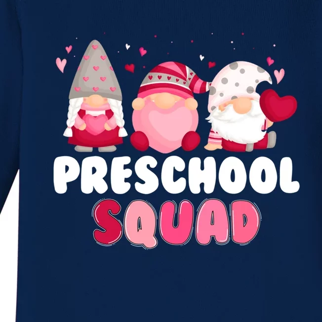 Funny Gnome Lover Preschool Squad Teacher Valentines Day Gift Baby Long Sleeve Bodysuit