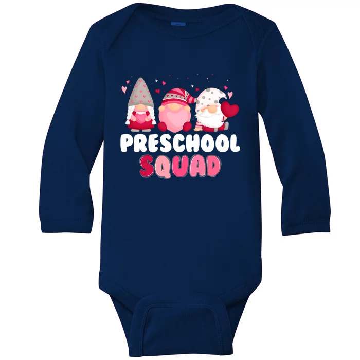 Funny Gnome Lover Preschool Squad Teacher Valentines Day Gift Baby Long Sleeve Bodysuit