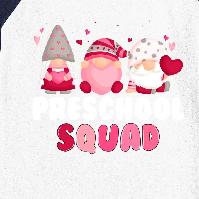 Funny Gnome Lover Preschool Squad Teacher Valentines Day Gift Baseball Sleeve Shirt