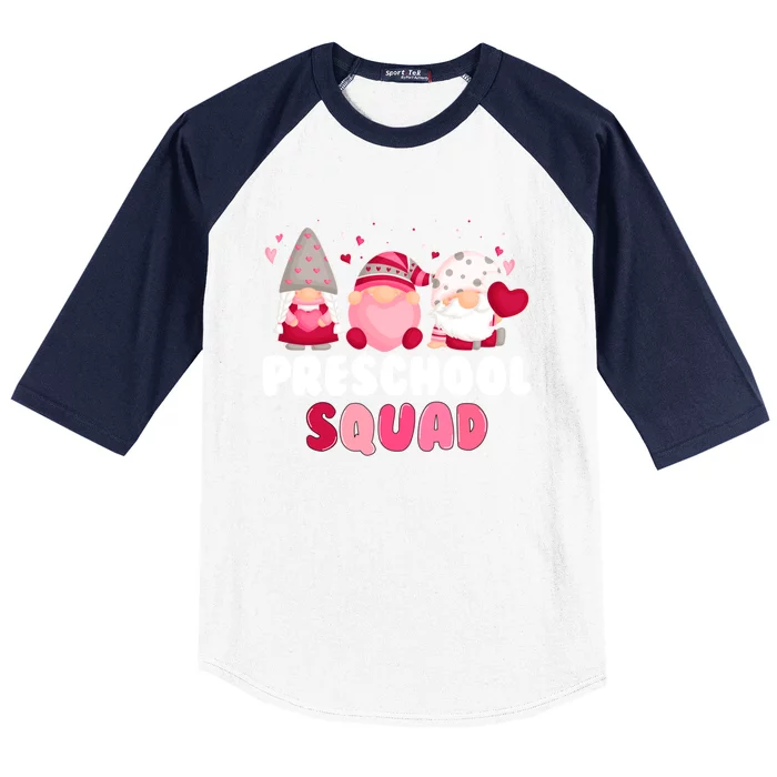 Funny Gnome Lover Preschool Squad Teacher Valentines Day Gift Baseball Sleeve Shirt