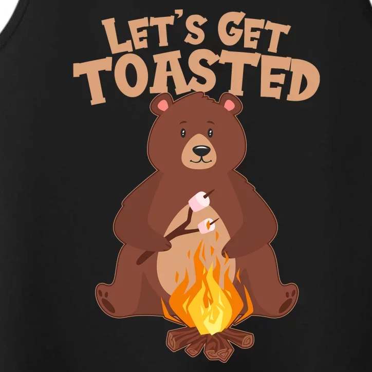 Funny Get Let's Toasted Camping Bear Performance Tank