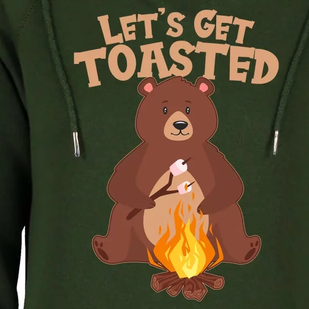 Funny Get Let's Toasted Camping Bear Womens Funnel Neck Pullover Hood