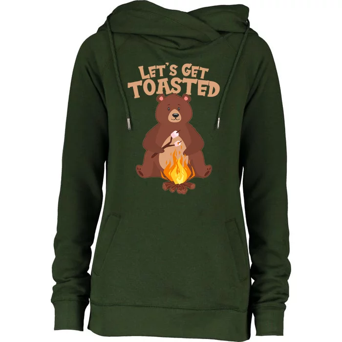 Funny Get Let's Toasted Camping Bear Womens Funnel Neck Pullover Hood