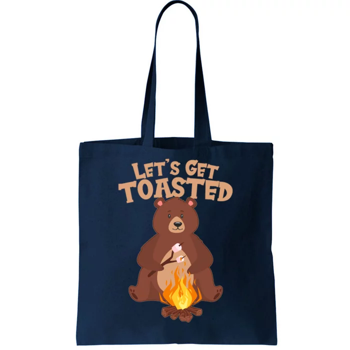 Funny Get Let's Toasted Camping Bear Tote Bag