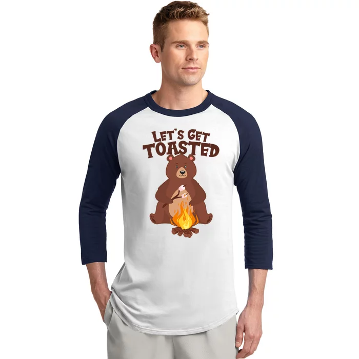 Funny Get Let's Toasted Camping Bear Baseball Sleeve Shirt