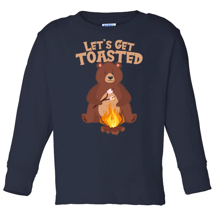 Funny Get Let's Toasted Camping Bear Toddler Long Sleeve Shirt