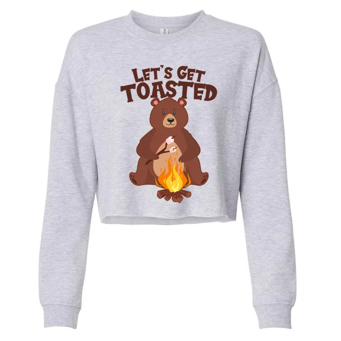 Funny Get Let's Toasted Camping Bear Cropped Pullover Crew