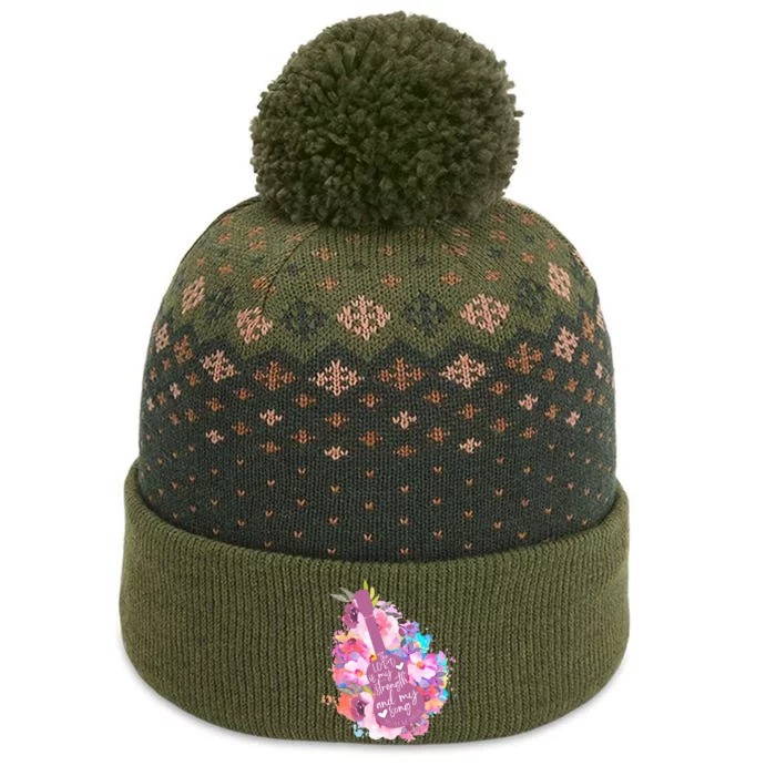 Floral Guitar Lord Is My Strength My Song Christian Faith The Baniff Cuffed Pom Beanie