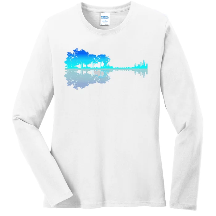 Funny Guitar Lake Shadow Love Guitar Musician Ladies Long Sleeve Shirt