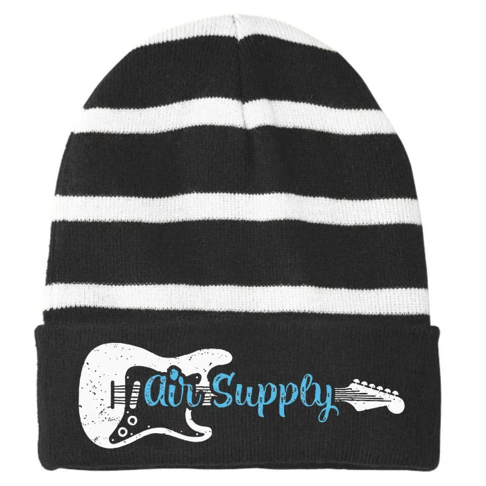 Funny Guitar Lover Air Supply Striped Beanie with Solid Band