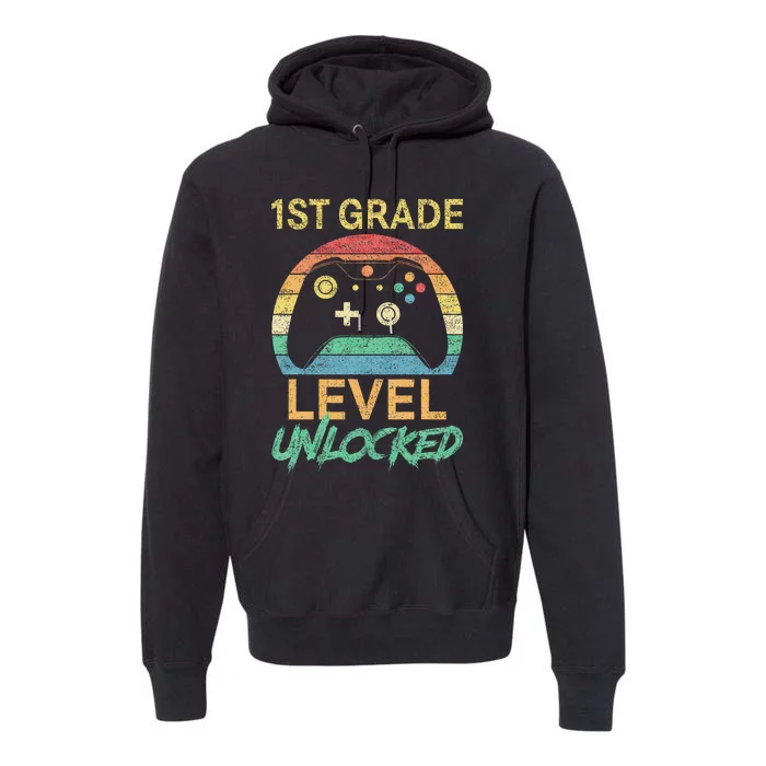 First Grade Level Unlocked Gamer 1st Day Of School Premium Hoodie