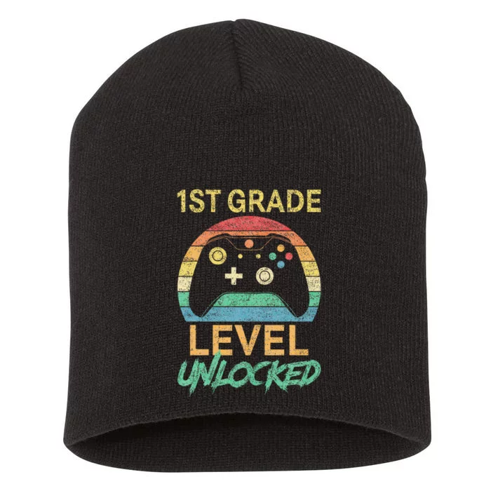 First Grade Level Unlocked Gamer 1st Day Of School Short Acrylic Beanie