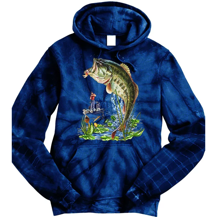 Fishing Graphic Large Mouth Bass Fish Tie Dye Hoodie