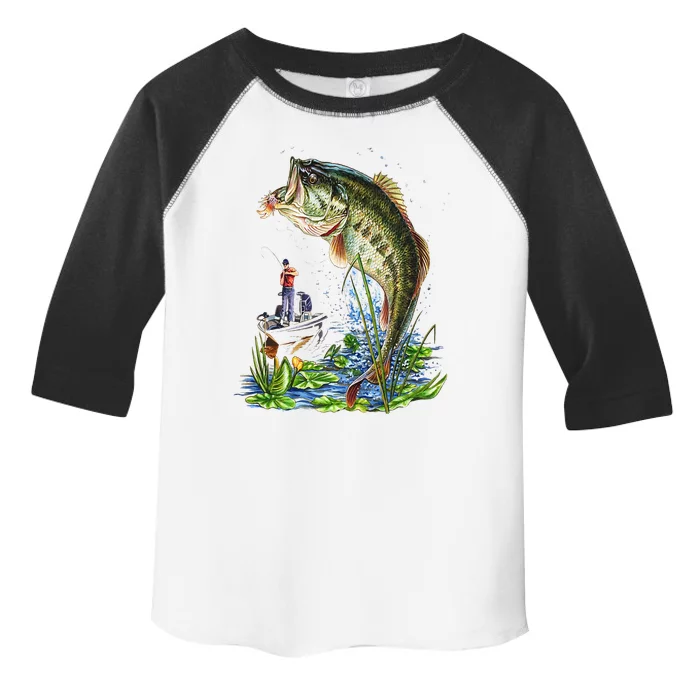 Fishing Graphic Large Mouth Bass Fish Toddler Fine Jersey T-Shirt