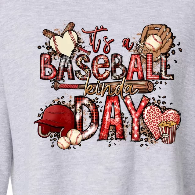 Funny Gramma Life It's A Baseball Kinda Day Cropped Pullover Crew