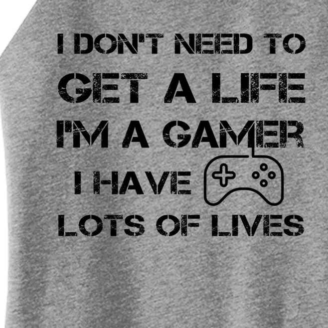 Funny Gamer Life Pun Get A Life Level Up Games Lives Gift Women’s Perfect Tri Rocker Tank