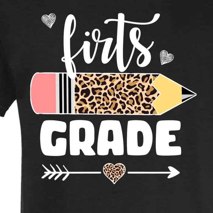 First Grade Leopard Pencil 1st Grader Students Teachers Garment-Dyed Heavyweight T-Shirt