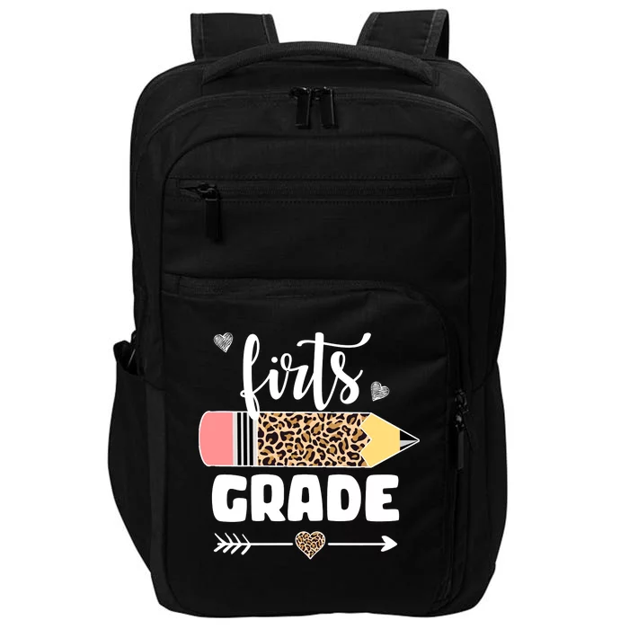 First Grade Leopard Pencil 1st Grader Students Teachers Impact Tech Backpack