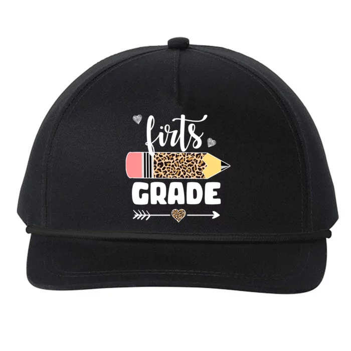 First Grade Leopard Pencil 1st Grader Students Teachers Snapback Five-Panel Rope Hat