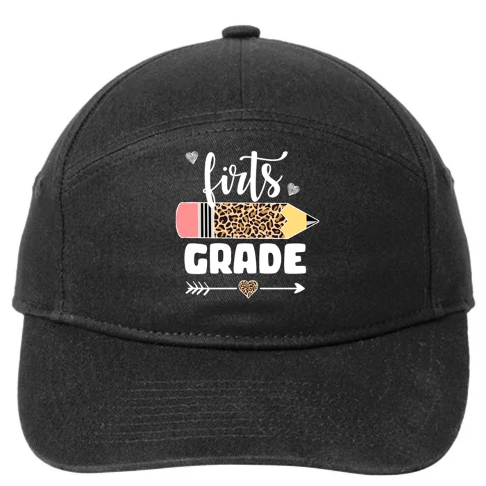 First Grade Leopard Pencil 1st Grader Students Teachers 7-Panel Snapback Hat