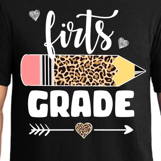 First Grade Leopard Pencil 1st Grader Students Teachers Pajama Set