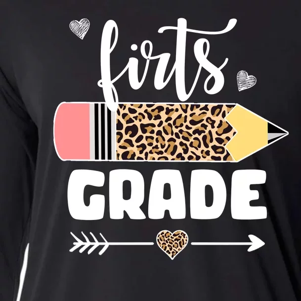 First Grade Leopard Pencil 1st Grader Students Teachers Cooling Performance Long Sleeve Crew