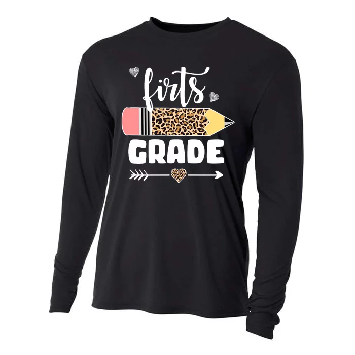 First Grade Leopard Pencil 1st Grader Students Teachers Cooling Performance Long Sleeve Crew