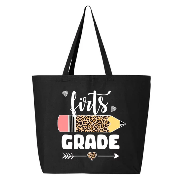 First Grade Leopard Pencil 1st Grader Students Teachers 25L Jumbo Tote