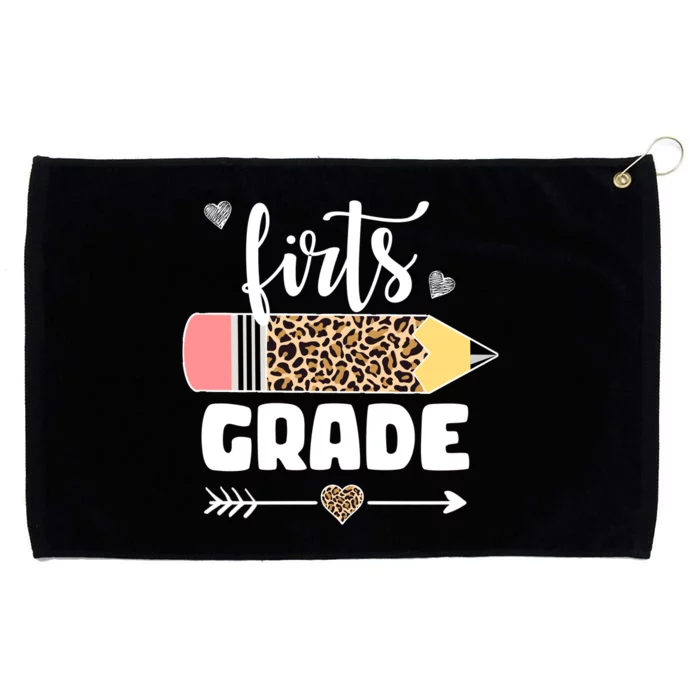 First Grade Leopard Pencil 1st Grader Students Teachers Grommeted Golf Towel