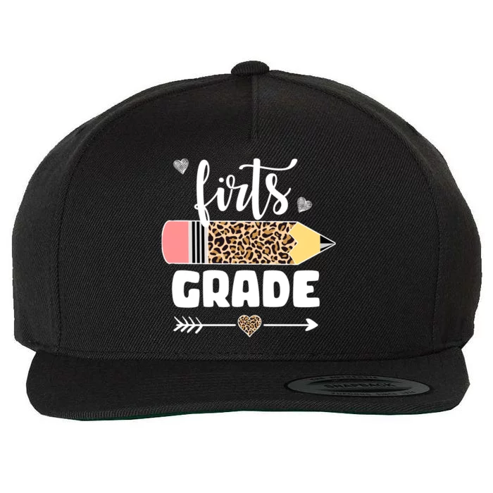 First Grade Leopard Pencil 1st Grader Students Teachers Wool Snapback Cap