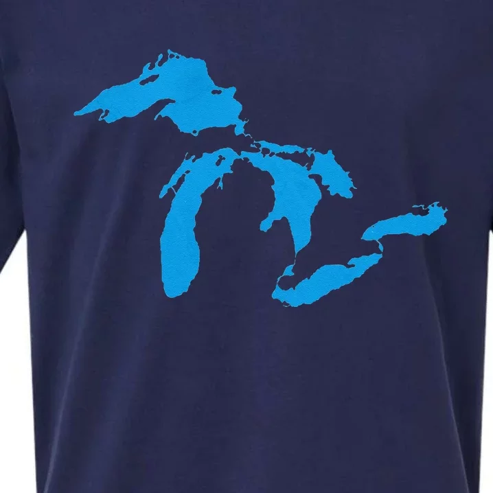 Five Great Lakes American Midwest Native Fresh Water Sueded Cloud Jersey T-Shirt