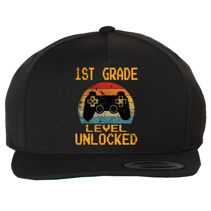 First Grade Level Unlocked Gamer 1st Day Of School Boy Wool Snapback Cap