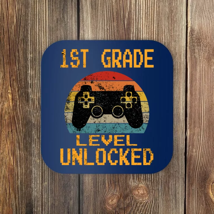 First Grade Level Unlocked Gamer 1st Day Of School Boy Coaster