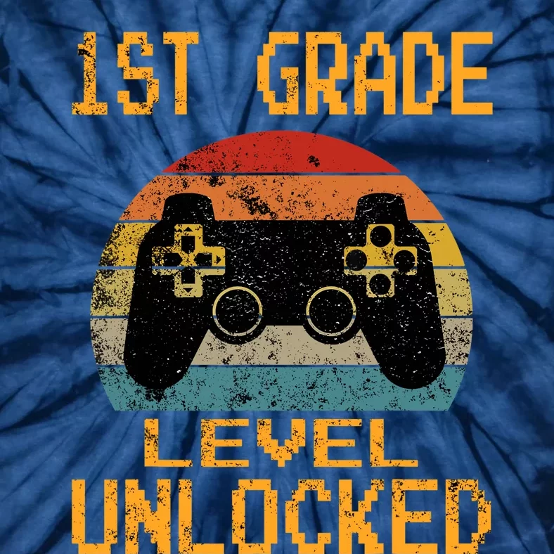 First Grade Level Unlocked Gamer 1st Day Of School Boy Tie-Dye T-Shirt