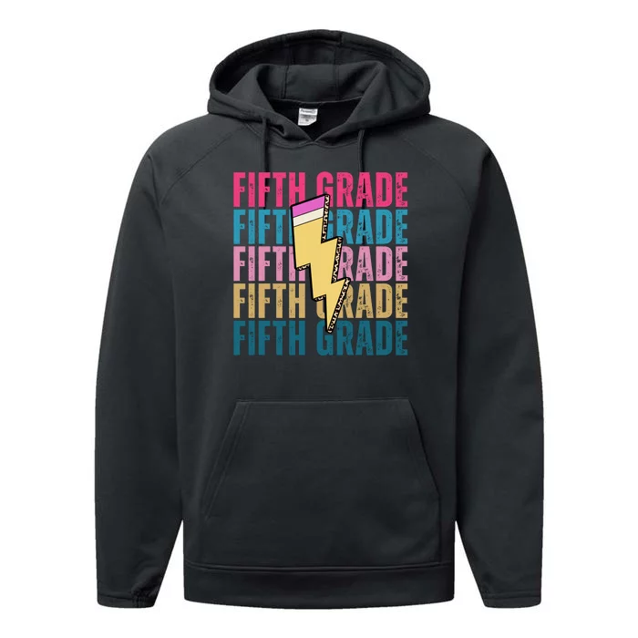 Fifth Grade Lightning Pencil Back To School Performance Fleece Hoodie