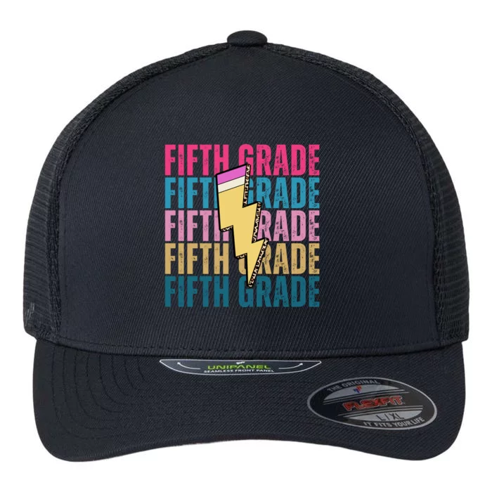 Fifth Grade Lightning Pencil Back To School Flexfit Unipanel Trucker Cap