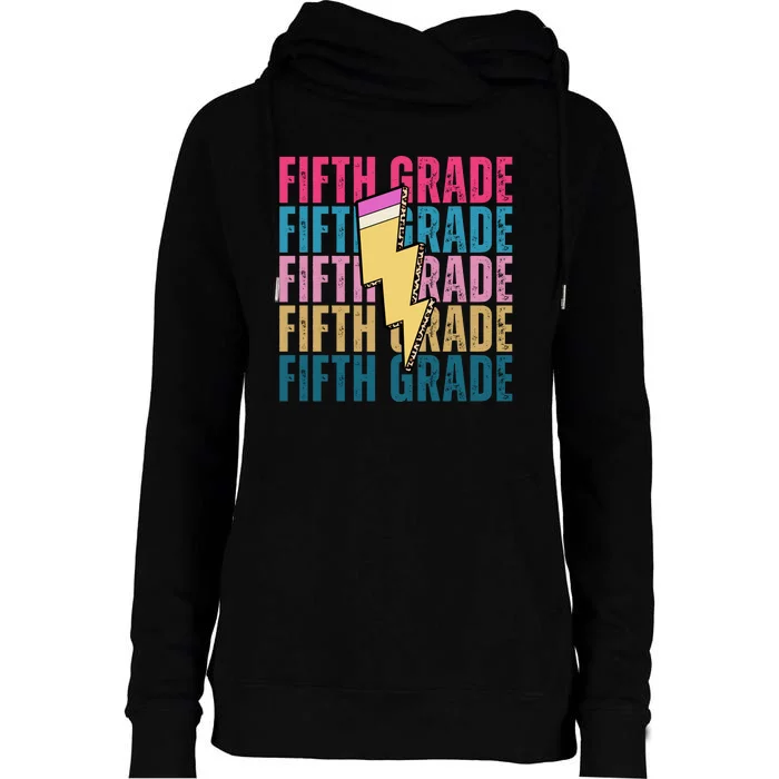 Fifth Grade Lightning Pencil Back To School Womens Funnel Neck Pullover Hood