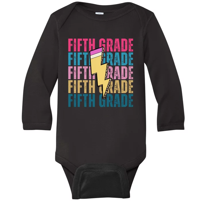 Fifth Grade Lightning Pencil Back To School Baby Long Sleeve Bodysuit