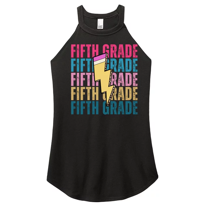 Fifth Grade Lightning Pencil Back To School Women’s Perfect Tri Rocker Tank