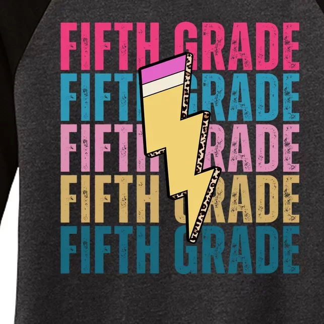 Fifth Grade Lightning Pencil Back To School Women's Tri-Blend 3/4-Sleeve Raglan Shirt