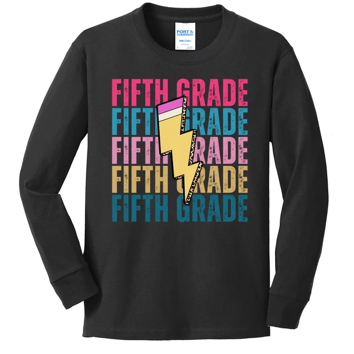 Fifth Grade Lightning Pencil Back To School Kids Long Sleeve Shirt