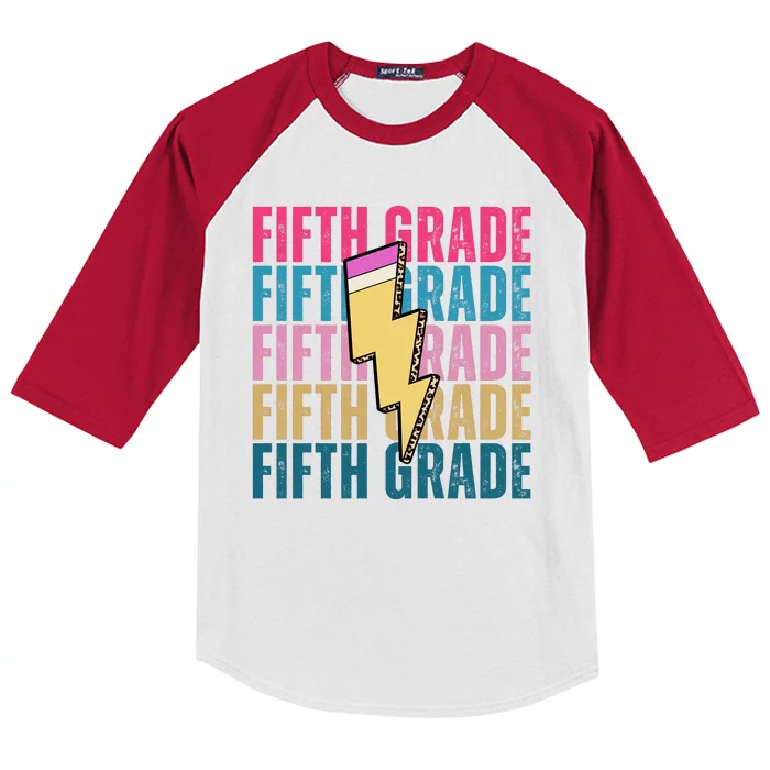 Fifth Grade Lightning Pencil Back To School Kids Colorblock Raglan Jersey