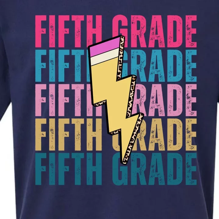 Fifth Grade Lightning Pencil Back To School Sueded Cloud Jersey T-Shirt