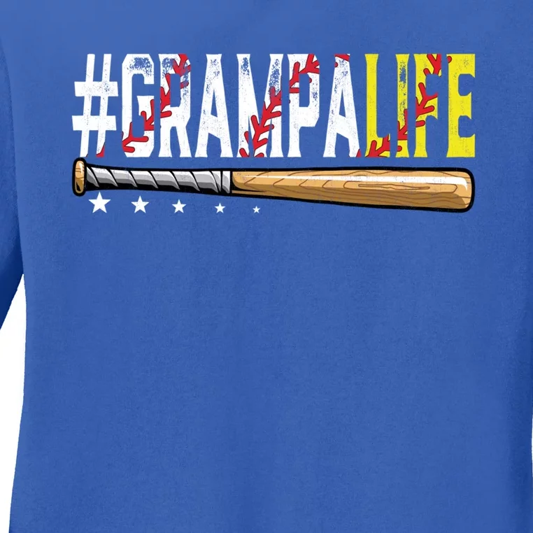 Funny Grampa Life Softball Baseball Papa Dad Fathers Day Great Gift Ladies Long Sleeve Shirt