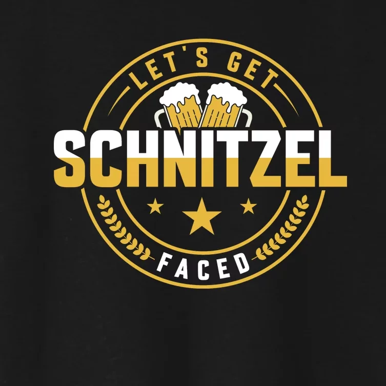 Funny German LetS Get Schnitzel Faced Graphic Women's Crop Top Tee