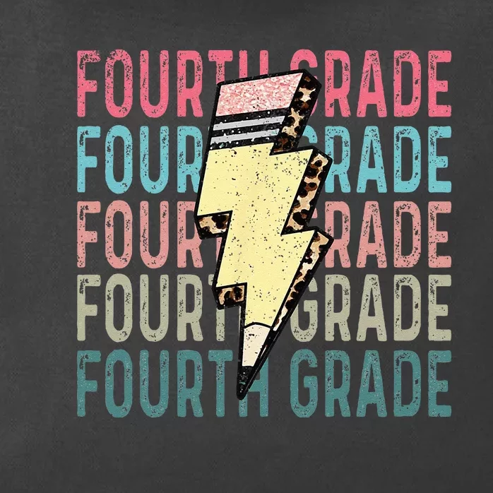 Fourth Grade Lightning Bolt Pencil Retro Teacher Girls Zip Tote Bag