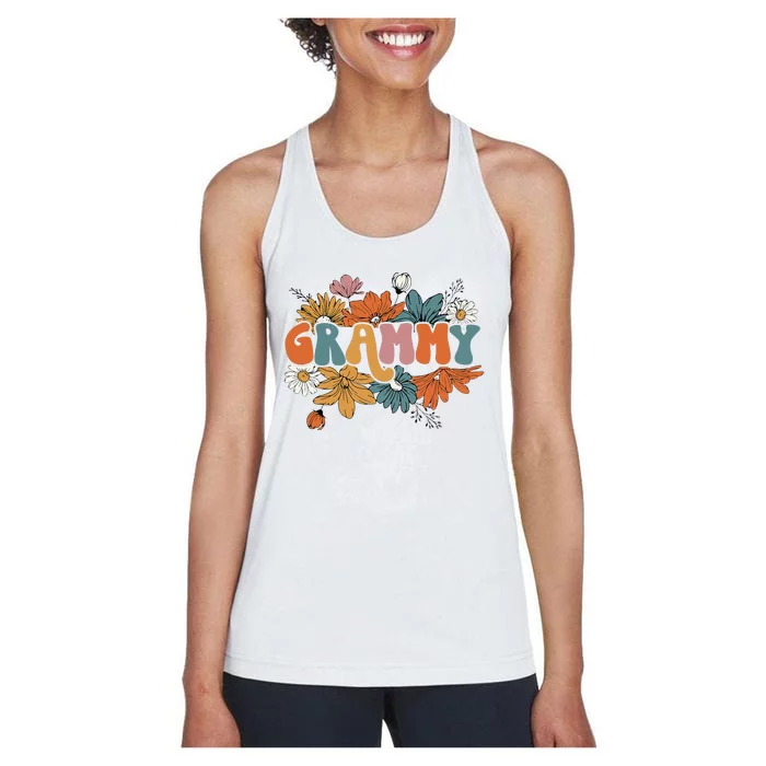 Floral Grammy Life Thankful Grammy Thanksgiving Mothers Day Women's Racerback Tank