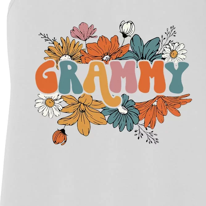 Floral Grammy Life Thankful Grammy Thanksgiving Mothers Day Women's Racerback Tank